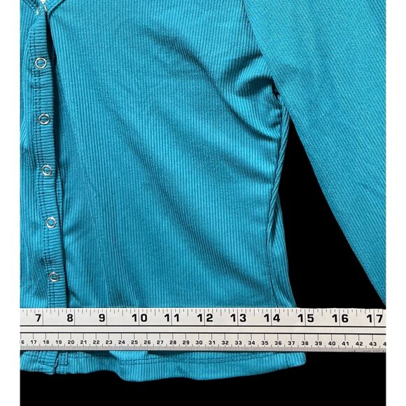 Rue 21 - Women's Casual Long Sleeve Button Down T-Shirt - Blue - Large - Picture 5 of 10